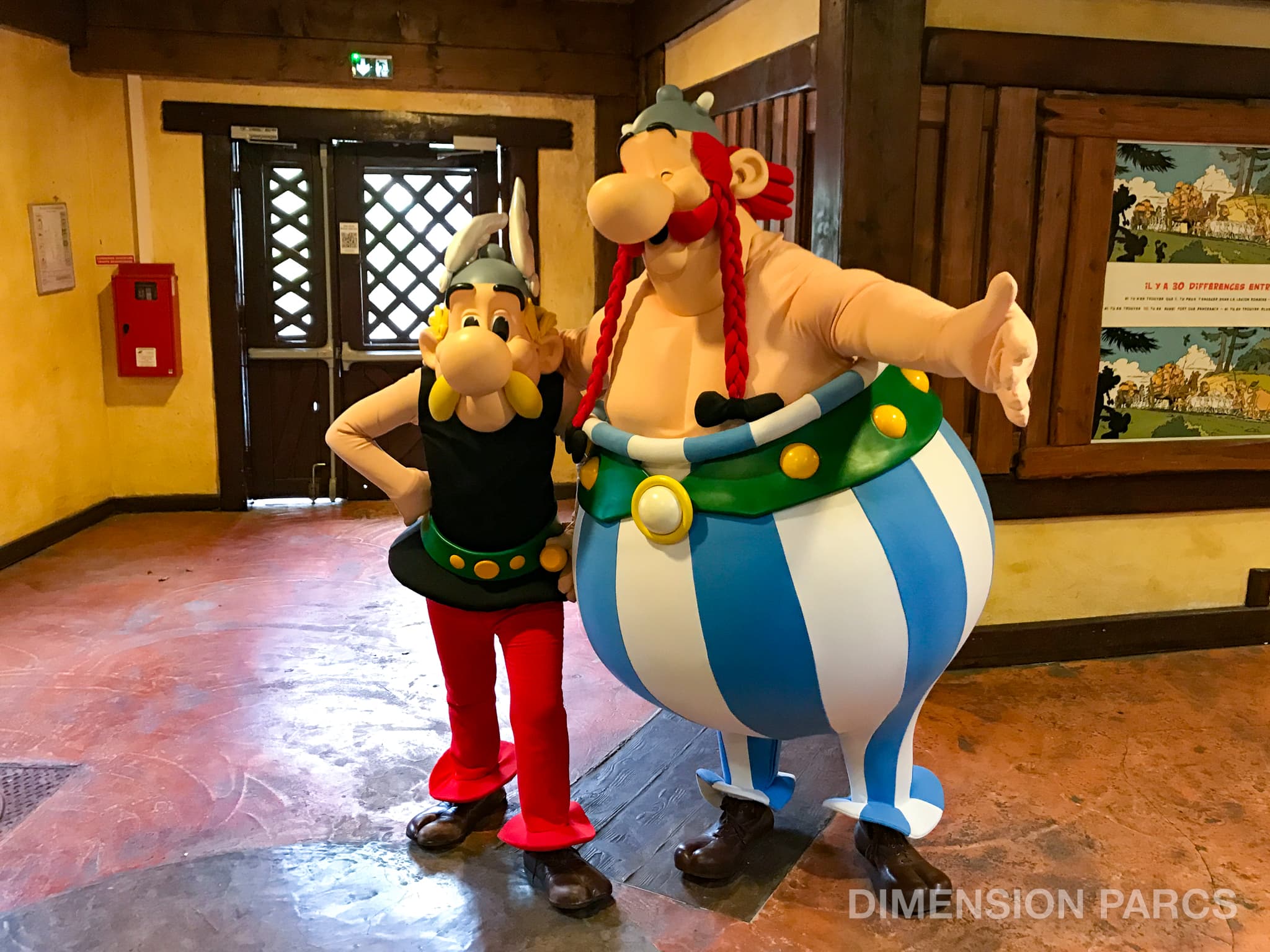 Personnages d'Astérix et Obélix dans le restaurant Le Relais Gaulois