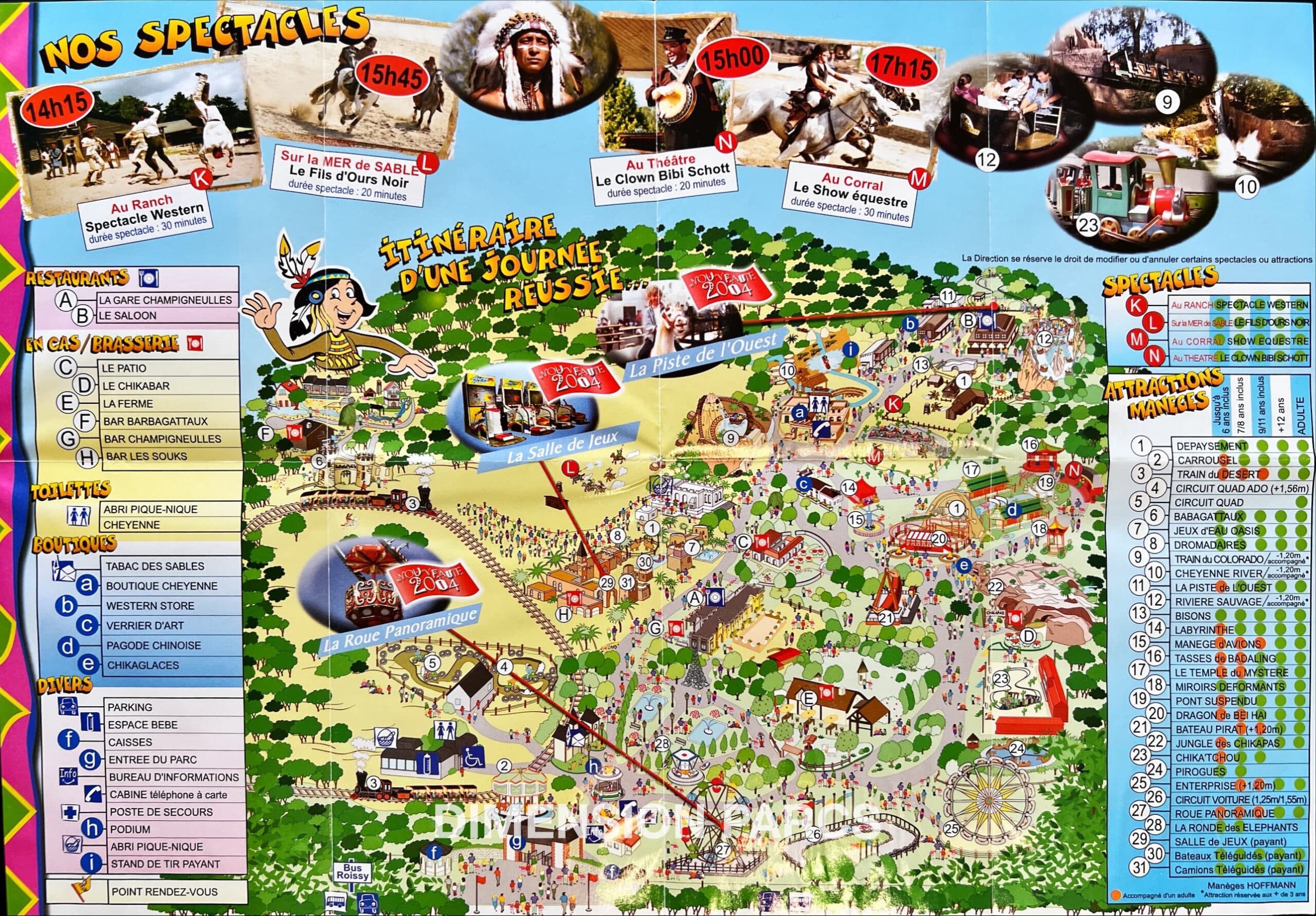 Plan du parc La Mer de Sable en 2004